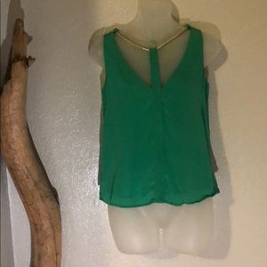 BCBG MaxAzria green and gold top